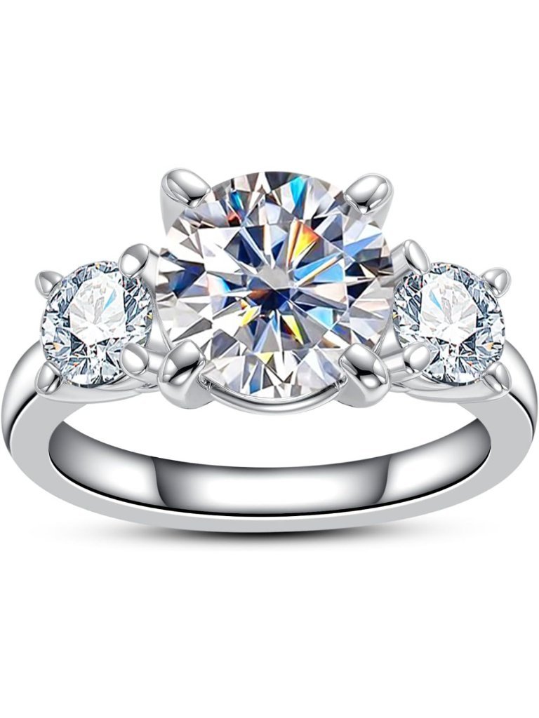 Stunning 3ct-4ct Cubic Zirconia Engagement Ring, Round & Emerald Cut, Size 5-9